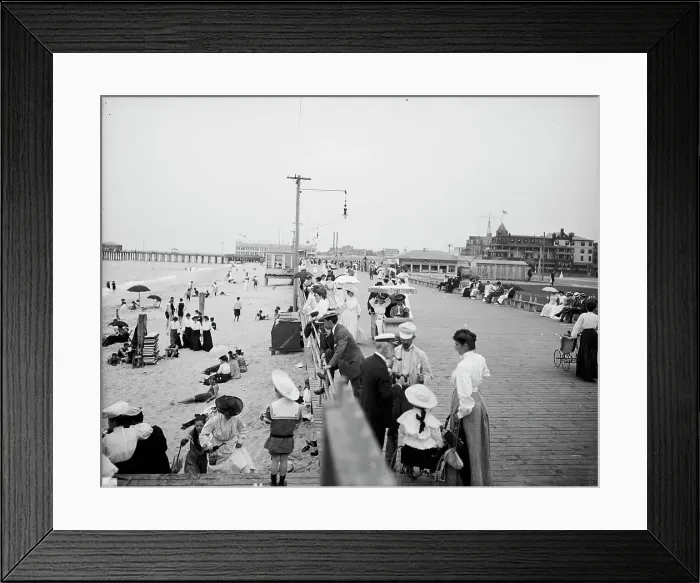 Framed Print : Board walk & beach, Asbury Park, N.J. c1905. Creator: Unknown. Board walk & beach, Asbury Park, N.J. c1905. Creator: Unknown Framed Print : Board walk & beach, Asbury Park, N.J. c1905. Creator: Unknown. Board walk & beach, Asbury Park, N.J. c1905. Creator: Unknown