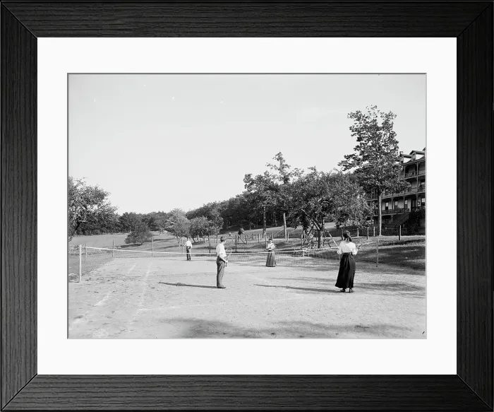 Framed Print : Lawn tennis courts, Pocono Mountain House, Mt. Pocono, Pa. c1905. Creator: Unknown Framed Print : Lawn tennis courts, Pocono Mountain House, Mt. Pocono, Pa. c1905. Creator: Unknown