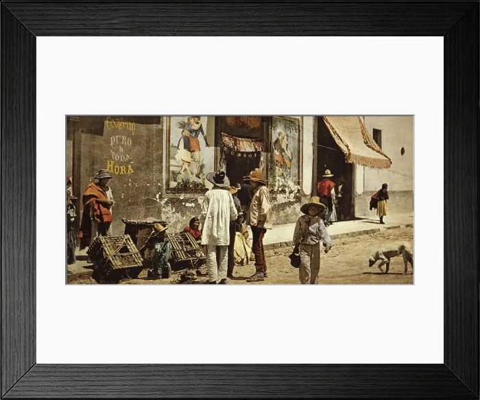 Framed Print : Mexico, a pulque shop, Tacubaya, between 1884 and 1900. Creator: William H. Jackson Framed Print : Mexico, a pulque shop, Tacubaya, between 1884 and 1900. Creator: William H. Jackson
