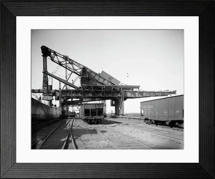 Framed Print : Hulett machine unloading ore, Pennsylvania [Railroad] dock, Buffalo, N.Y. c1908. Creator: Unknown