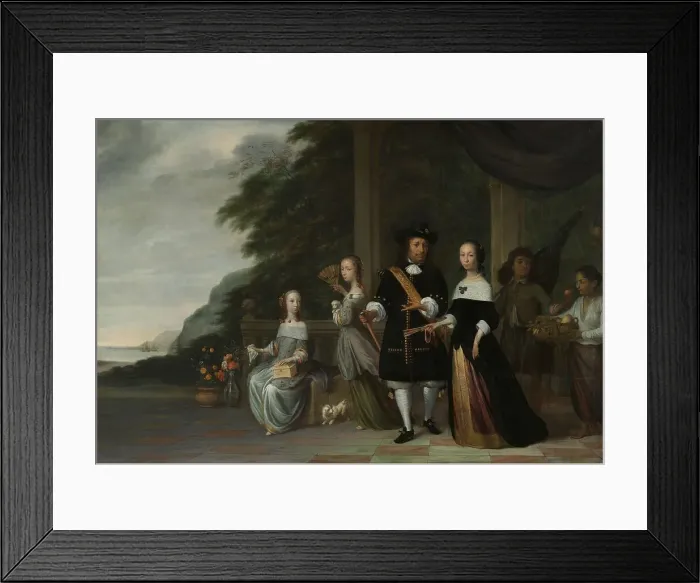 Framed Print : Pieter Cnoll, Cornelia van Nijenrode, their Daughters and Two Enslaved Servants, 1665. Creator: Jacob Jansz. Coeman Framed Print : Pieter Cnoll, Cornelia van Nijenrode, their Daughters and Two Enslaved Servants, 1665. Creator: Jacob Jansz. Coeman