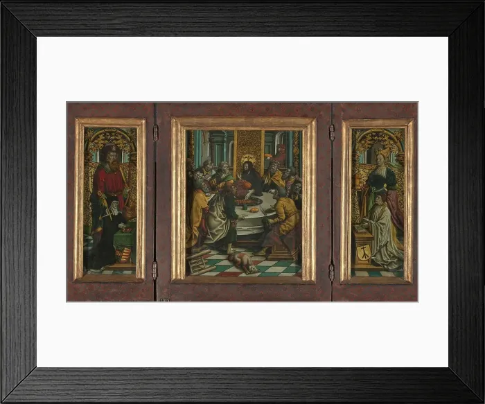 Framed Print : Triptych with the Last Supper and Donors, c.1525-c.1530. Creator: Jacob Cornelisz. van Oostsanen