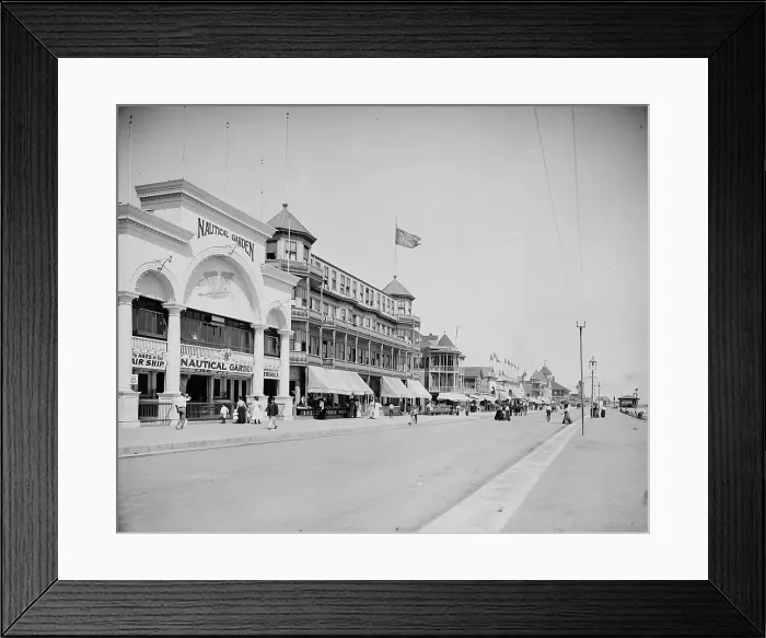 Framed Print : Along the boulevard, Revere Beach, Mass. c1905. Creator: Unknown Framed Print : Along the boulevard, Revere Beach, Mass. c1905. Creator: Unknown