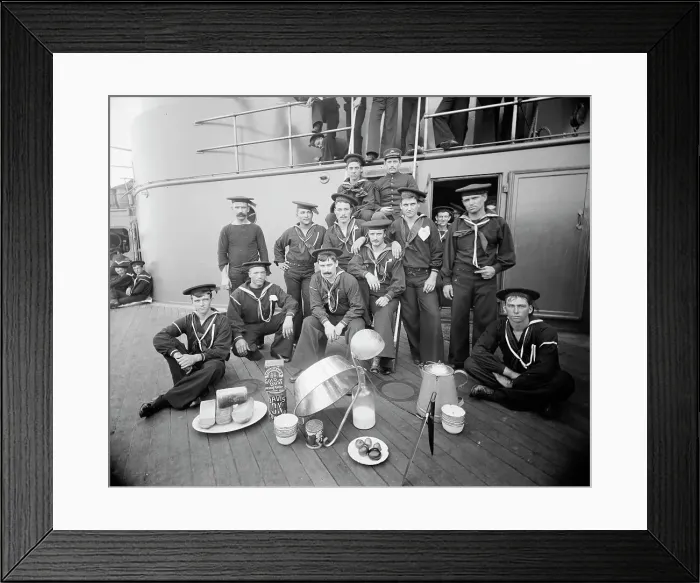 Framed Print : U.S.S. Oregon, berth deck cooks, between 1896 and 1901. Creator: Unknown Framed Print : U.S.S. Oregon, berth deck cooks, between 1896 and 1901. Creator: Unknown