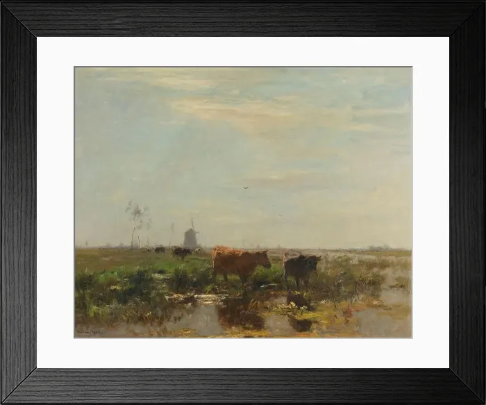 Framed Print : Meadow with Cows by the Water, 1895-1904. Creator: Willem Maris Framed Print : Meadow with Cows by the Water, 1895-1904. Creator: Willem Maris