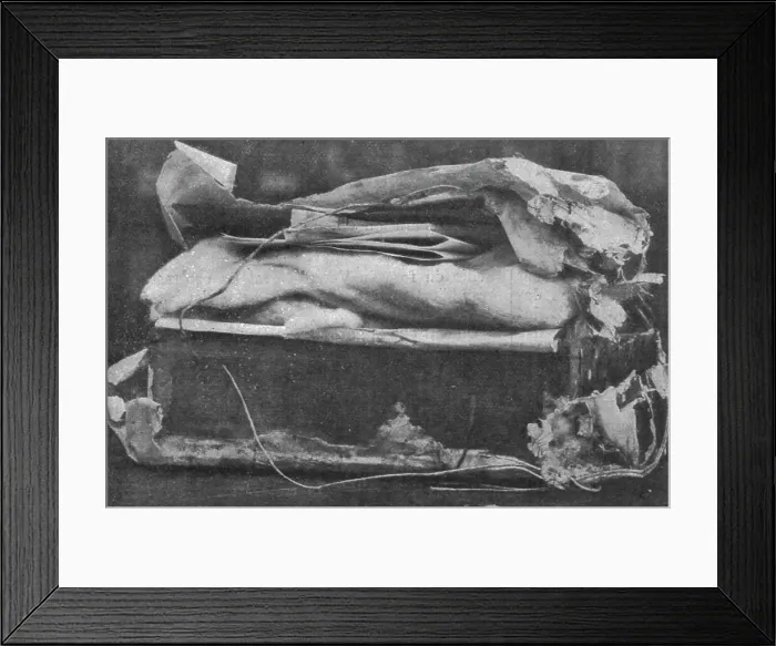 Framed Print : Dans le jardin d'une legation allemande. Explosifs et cultures de microbes; la caissette... 1916. Creator: Unknown Framed Print : Dans le jardin d'une legation allemande. Explosifs et cultures de microbes; la caissette... 1916. Creator: Unknown