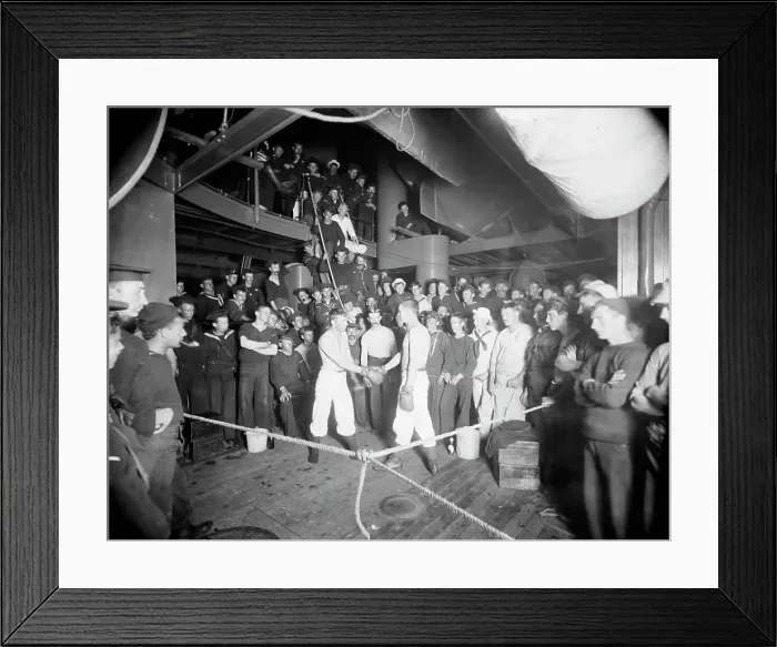 Framed Print : U.S.S. Oregon, shake hands, between 1896 and 1901. Creator: Unknown Framed Print : U.S.S. Oregon, shake hands, between 1896 and 1901. Creator: Unknown