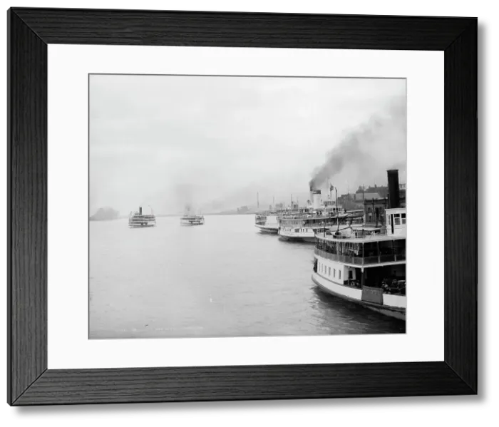 Framed Print : Excursion steamers, Detroit, Mich. between 1900 and 1908. Creator: Unknown Framed Print : Excursion steamers, Detroit, Mich. between 1900 and 1908. Creator: Unknown