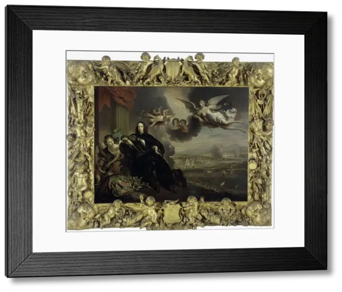 Framed Print : The Apotheosis of Cornelis de Witt, with the Dutch Raid on the Medway in the background, 1667-1700. Creator: Anon Framed Print : The Apotheosis of Cornelis de Witt, with the Dutch Raid on the Medway in the background, 1667-1700. Creator: Anon