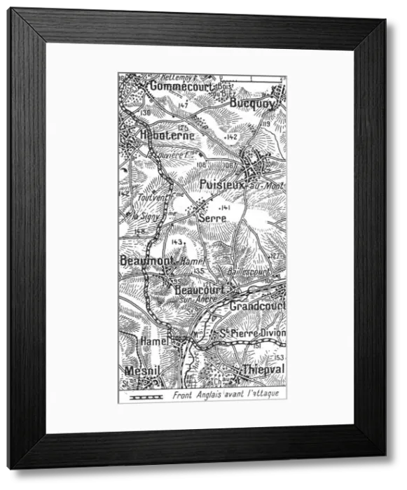 Framed Print : Terrain de l'offensive britannique sur les deux rives de l'Ancre, 1916. Creator: Unknown