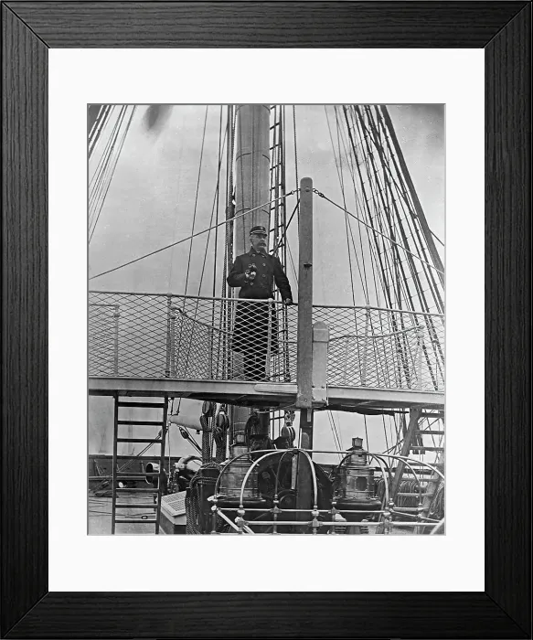 Framed Print : U.S.S. Pensacola, Capt. Dewey on the bridge, between 1890 and 1901. Creator: Unknown Framed Print : U.S.S. Pensacola, Capt. Dewey on the bridge, between 1890 and 1901. Creator: Unknown