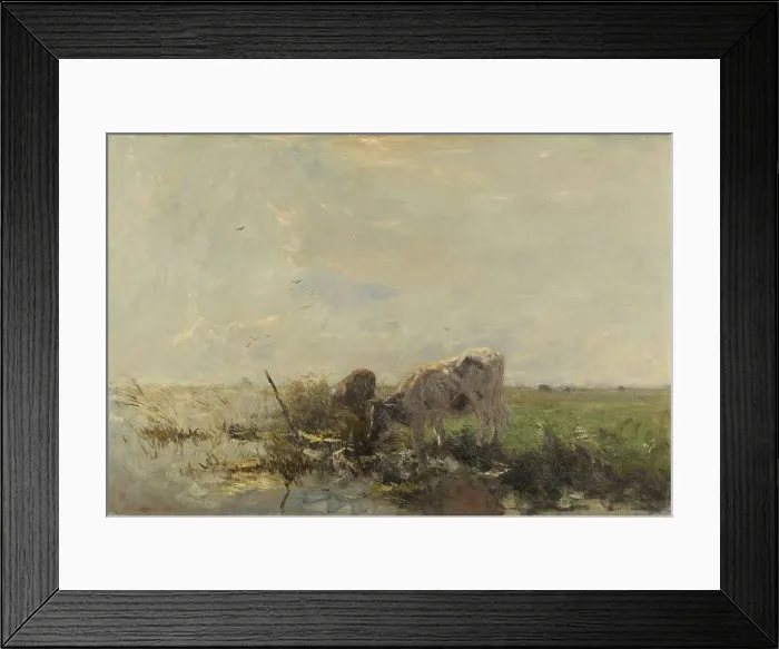 Framed Print : Cows by a pond, 1880-1910. Creator: Willem Maris Framed Print : Cows by a pond, 1880-1910. Creator: Willem Maris