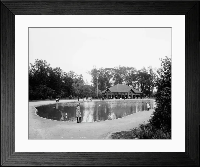 Framed Print : Lake and pavilion, Clark Park, Detroit, Mich. c1908. Creator: Unknown