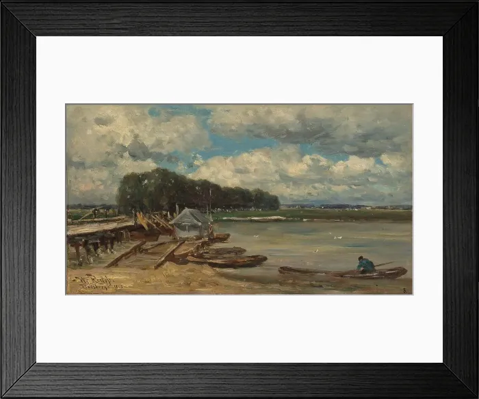 Framed Print : The bridge over the IJssel near Doesburg, 1889. Creator: Willem Roelofs Framed Print : The bridge over the IJssel near Doesburg, 1889. Creator: Willem Roelofs