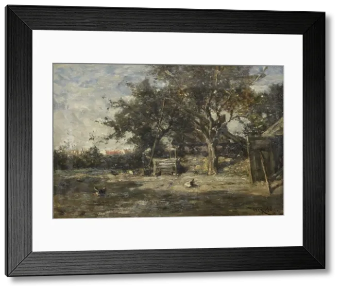 Framed Print : Farmyard at Noorden, 1870-1897. Creator: Willem Roelofs Framed Print : Farmyard at Noorden, 1870-1897. Creator: Willem Roelofs