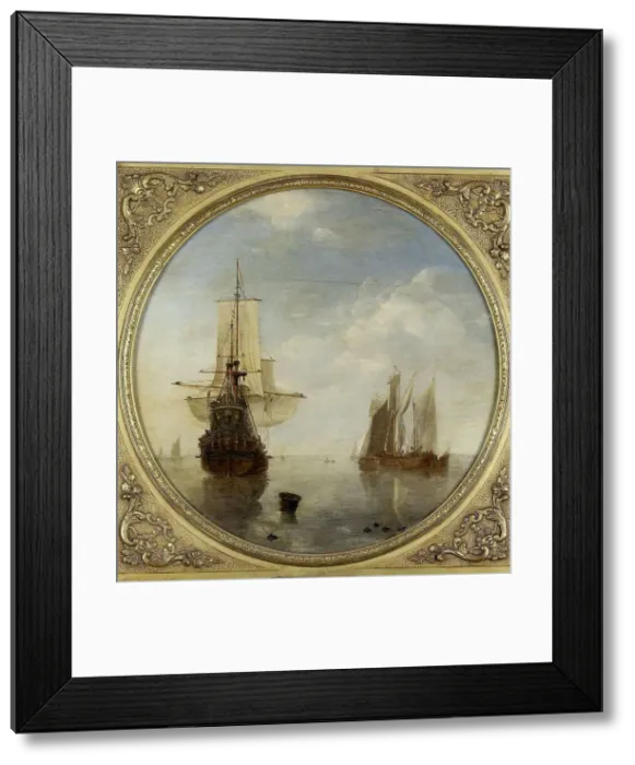 Framed Print : Ships at Anchor, c.1650-c.1707. Creator: Willem van de Velde the Younger Framed Print : Ships at Anchor, c.1650-c.1707. Creator: Willem van de Velde the Younger