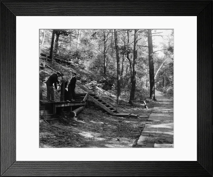 Framed Print : Crescent walk, Macatawa Park, Mich. between 1890 and 1901. Creator: Unknown Framed Print : Crescent walk, Macatawa Park, Mich. between 1890 and 1901. Creator: Unknown