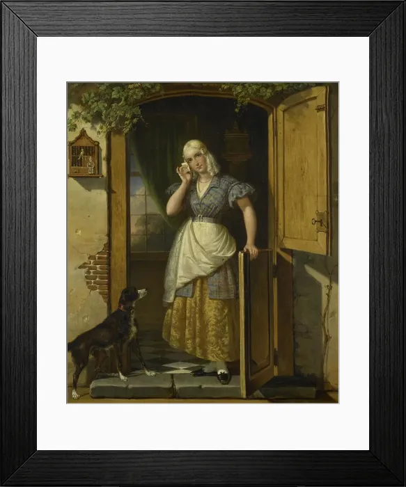 Framed Print : Love Note, 1838. Creator: Johannes Hendrik van West Framed Print : Love Note, 1838. Creator: Johannes Hendrik van West