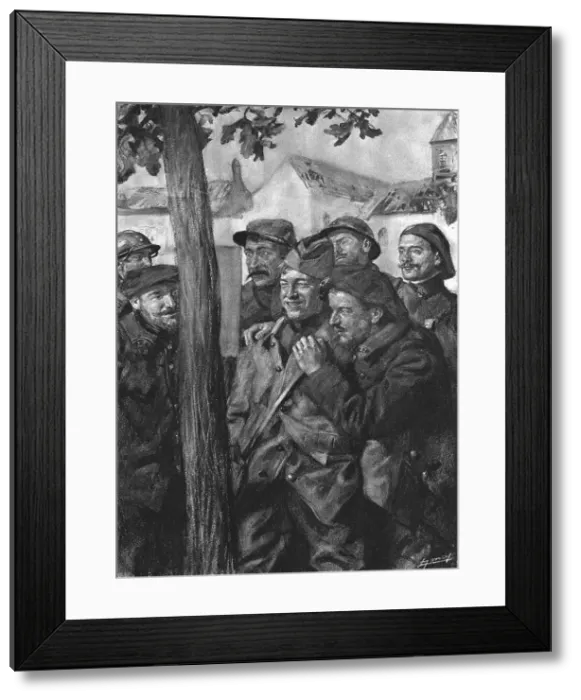 Framed Print : La lecture au cantonnement d'un bon communique, 1916. Creator: Lucien Jonas Framed Print : La lecture au cantonnement d'un bon communique, 1916. Creator: Lucien Jonas