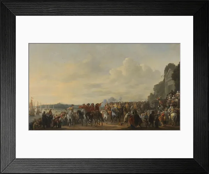 Framed Print : Arrival of Prince William II at the Estate Welna on the Amstel during the Attack on Amsterdam, July Creator: Johannes Lingelbach Framed Print : Arrival of Prince William II at the Estate Welna on the Amstel during the Attack on Amsterdam, July Creator: Johannes Lingelbach