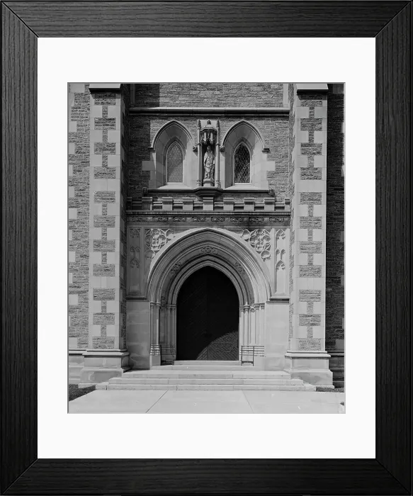 Framed Print : Doorway, Thompson Memorial Chapel, Williams College, Mass. c1908. Creator: Unknown Framed Print : Doorway, Thompson Memorial Chapel, Williams College, Mass. c1908. Creator: Unknown