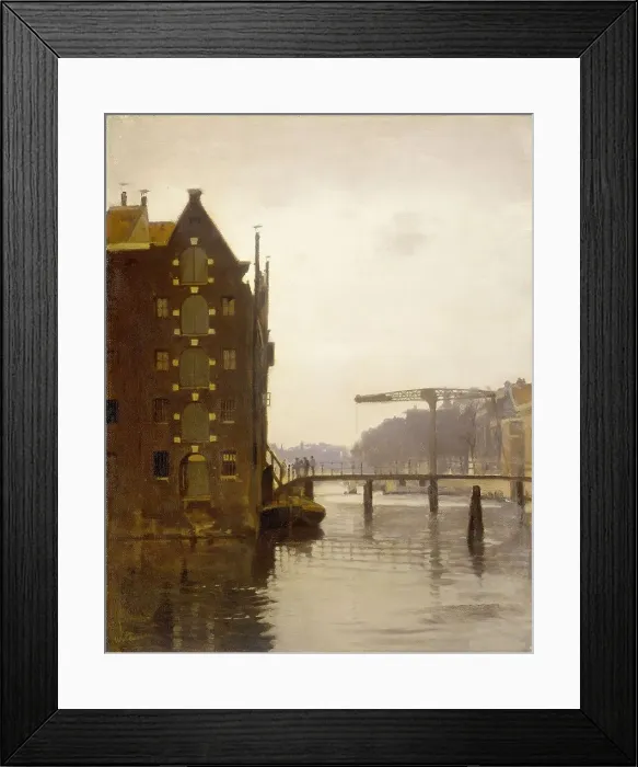 Framed Print : Warehouses on a canal at Uilenburg, Amsterdam, 1885-1922. Creator: Willem Witsen