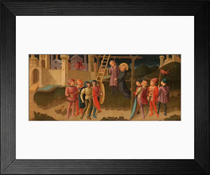 Framed Print : Saint Nicholas of Tolentino Saving a Hanged Man, c.1470. Creator: Zanobi di Jacopo Machiavelli Framed Print : Saint Nicholas of Tolentino Saving a Hanged Man, c.1470. Creator: Zanobi di Jacopo Machiavelli