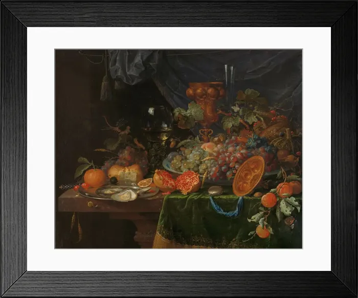 Framed Print : Still Life with Fruit and Oysters, 1660-1679. Creator: Abraham Mignon Framed Print : Still Life with Fruit and Oysters, 1660-1679. Creator: Abraham Mignon