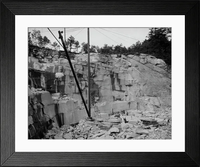 Framed Print : Quarrying, a New England granite quarry, c1908. Creator: Unknown Framed Print : Quarrying, a New England granite quarry, c1908. Creator: Unknown