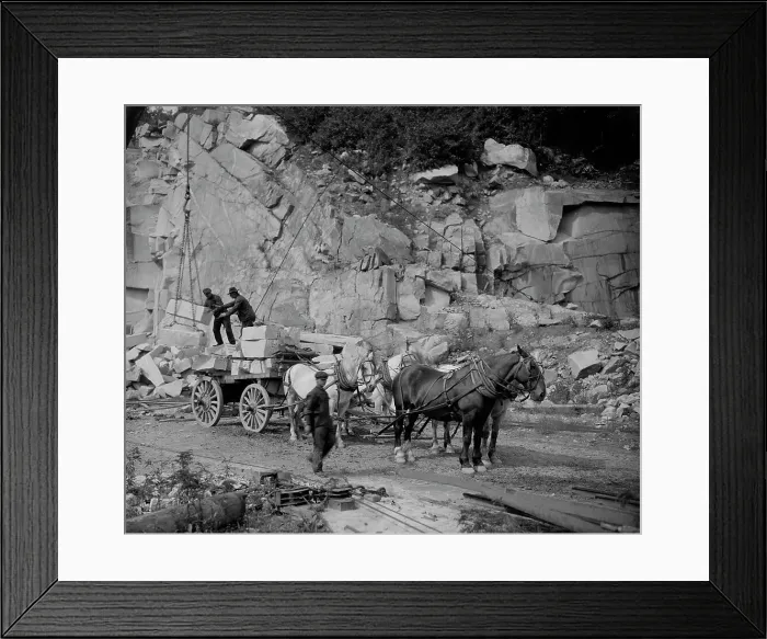 Framed Print : Loading, a New England granite quarry, c1908. Creator: Unknown Framed Print : Loading, a New England granite quarry, c1908. Creator: Unknown