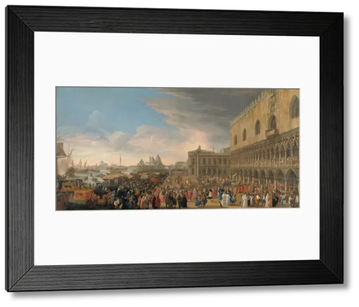Framed Print : The Entry of the French Ambassador into Venice in 1706, 1706-1708. Creator: Luca Carlevarijs Framed Print : The Entry of the French Ambassador into Venice in 1706, 1706-1708. Creator: Luca Carlevarijs