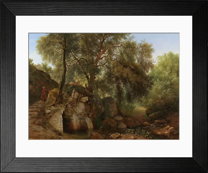 Framed Print : View in the Park of the Villa Chigi at Ariccia, 1822. Creator: Abraham Teerlink