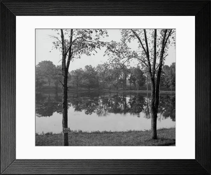 Framed Print : Lake in asylum grounds, Concord, N.H. between 1900 and 1910. Creator: Unknown Framed Print : Lake in asylum grounds, Concord, N.H. between 1900 and 1910. Creator: Unknown