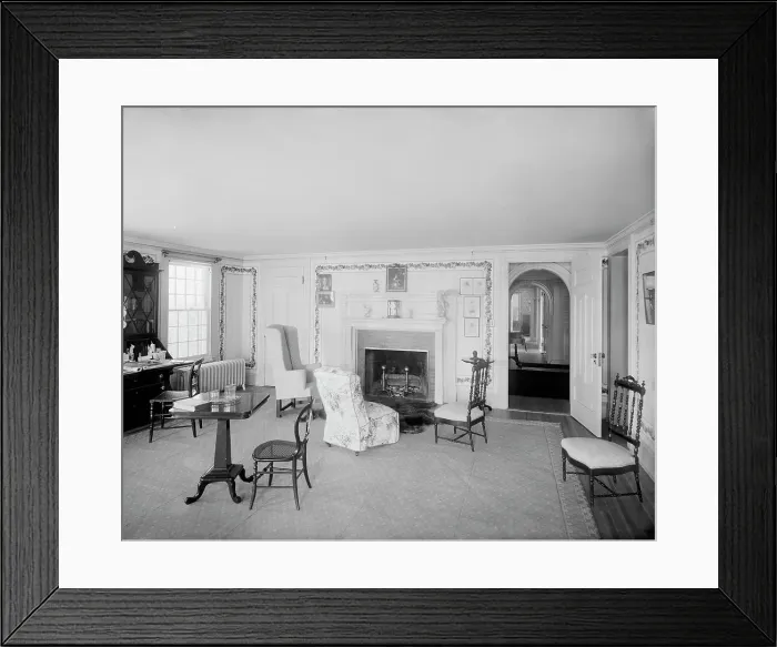 Framed Print : Interior, living room, New York City, between 1900 and 1910. Creator: Unknown Framed Print : Interior, living room, New York City, between 1900 and 1910. Creator: Unknown