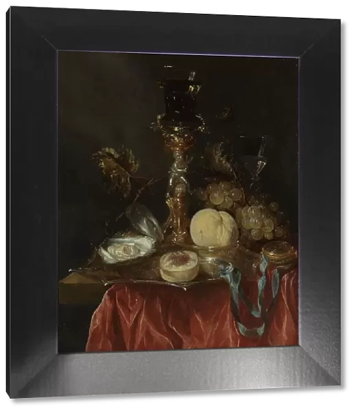 Still Life with Silver-Gilt Glass Holder, c.1654-c.1660. Creator: Abraham van Beyeren