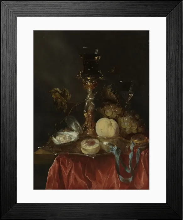 Framed Print : Still Life with Silver-Gilt Glass Holder, c.1654-c.1660. Creator: Abraham van Beyeren Framed Print : Still Life with Silver-Gilt Glass Holder, c.1654-c.1660. Creator: Abraham van Beyeren