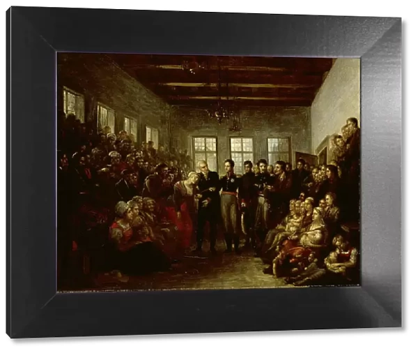 The Prince of Orange Visititing Flood Victims at the Almoners Orphanage, Amsterdam, on 14 February 1 Creators: Mathieu Van Brée, William II, King of the Netherlands
