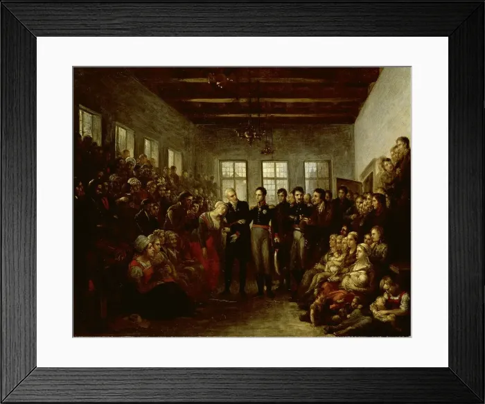 Framed Print : The Prince of Orange Visititing Flood Victims at the Almoners Orphanage, Amsterdam, on 14 February 1 Creators: Mathieu Van Brée, William II, King of the Netherlands