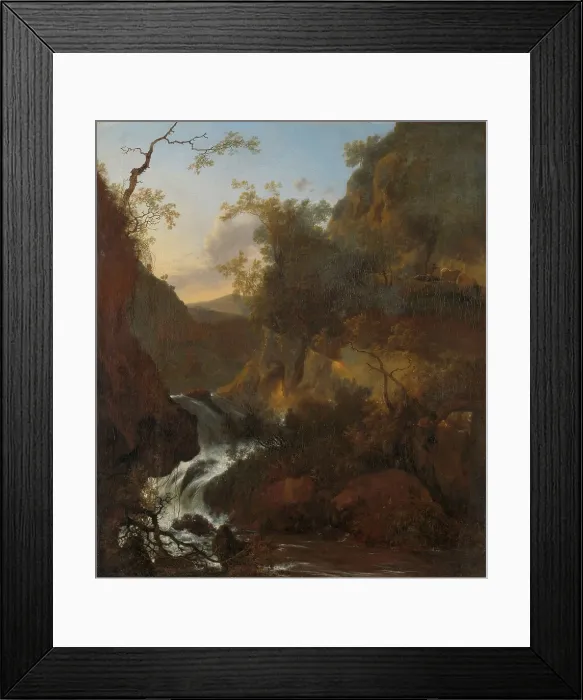 Framed Print : A waterfall, 1649-1673. Creator: Adam Pynacker Framed Print : A waterfall, 1649-1673. Creator: Adam Pynacker
