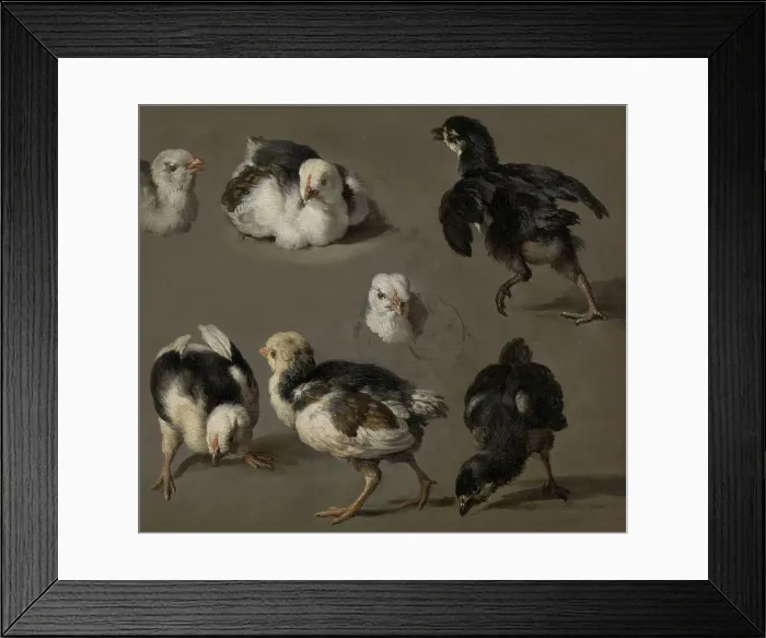 Framed Print : Seven Chicks, c.1665-c.1668. Creator: Melchior d'Hondecoeter Framed Print : Seven Chicks, c.1665-c.1668. Creator: Melchior d'Hondecoeter