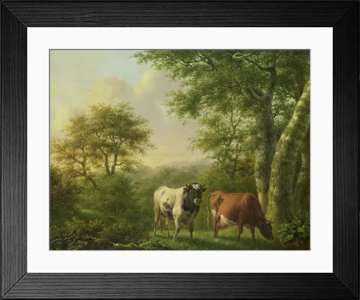 Framed Print : Landscape with Cattle, 1827. Creator: Adolf Karel Maximiliaan Engel Framed Print : Landscape with Cattle, 1827. Creator: Adolf Karel Maximiliaan Engel