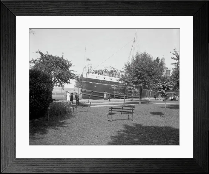 Framed Print : Steamer locking through, Saulte [sic] Ste. Marie, Mich. between 1910 and 1920. Creator: Unknown