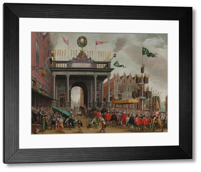Framed Print : Joyful Entry of the Duke of Anjou in Antwerp on 19 February 1582, 1582-1600. Creator: Monogrammist M.H.V.H Framed Print : Joyful Entry of the Duke of Anjou in Antwerp on 19 February 1582, 1582-1600. Creator: Monogrammist M.H.V.H