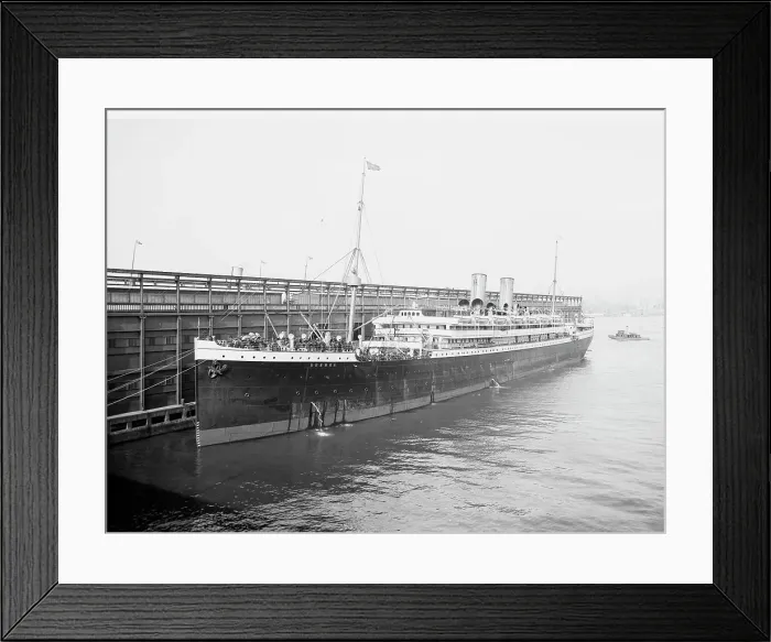 Framed Print : S.S. Bremen, North German Lloyde (i.e. Lloyd) Pier, Hoboken, N.J. The, c1905. Creator: Unknown Framed Print : S.S. Bremen, North German Lloyde (i.e. Lloyd) Pier, Hoboken, N.J. The, c1905. Creator: Unknown
