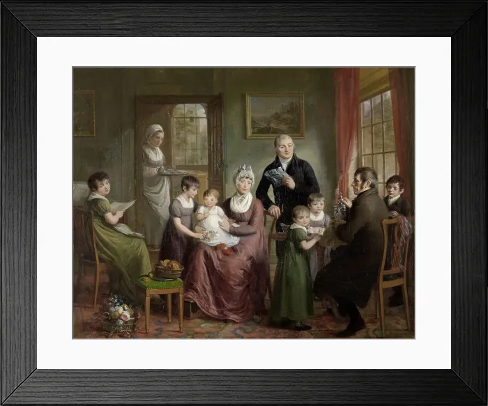Framed Print : Portrait of the Family of Adrianus Bonebakker with Dirk L. Bennewitz, 1809. Creator: Adriaan De Lelie Framed Print : Portrait of the Family of Adrianus Bonebakker with Dirk L. Bennewitz, 1809. Creator: Adriaan De Lelie