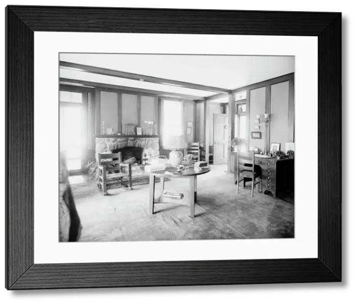 Framed Print : Suburban home of Mrs. Robert Hoe Jr. living room, Port Washington, New York, between 1900 and 1910. Creator: Unknown Framed Print : Suburban home of Mrs. Robert Hoe Jr. living room, Port Washington, New York, between 1900 and 1910. Creator: Unknown