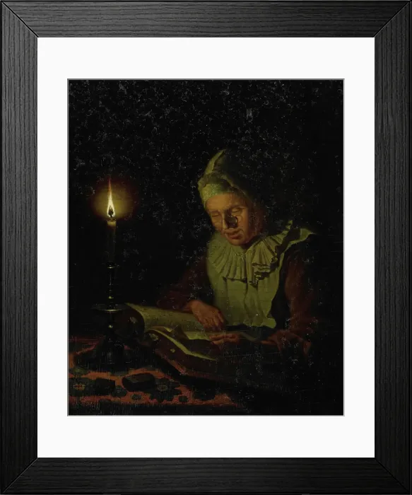 Framed Print : Old Woman Reading, 1800-1833. Creator: Adriaan Meulemans Framed Print : Old Woman Reading, 1800-1833. Creator: Adriaan Meulemans