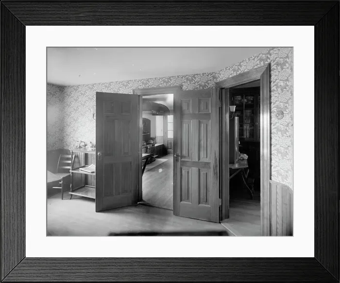 Framed Print : Looking into kitchen, probably in clubhouse, New York City, between 1900 and 1910. Creator: Unknown Framed Print : Looking into kitchen, probably in clubhouse, New York City, between 1900 and 1910. Creator: Unknown
