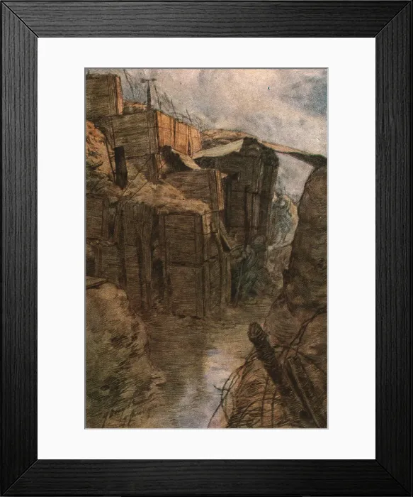 Framed Print : Trois aquarelles du front; Tranchee entre Bethincourt et le bois de Forges, 1916. Creator: Douy Pascault Framed Print : Trois aquarelles du front; Tranchee entre Bethincourt et le bois de Forges, 1916. Creator: Douy Pascault