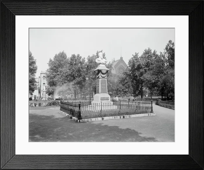Framed Print : Washington Park and the music hall, Cincinnati, Ohio, c.between 1900 and 1910. Creator: Unknown Framed Print : Washington Park and the music hall, Cincinnati, Ohio, c.between 1900 and 1910. Creator: Unknown